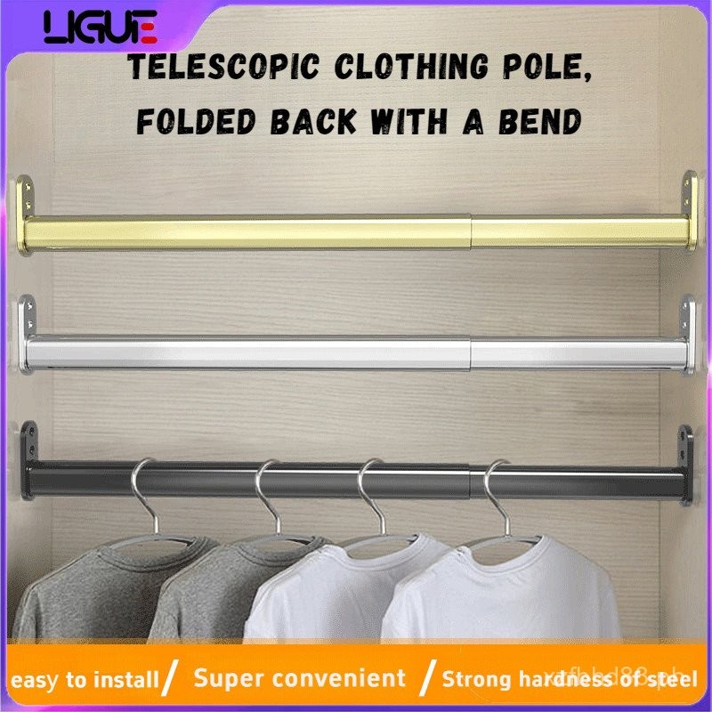 Closet Clothes Rail Rod, Extendable Horizontal Rod for Wardrobe ...
