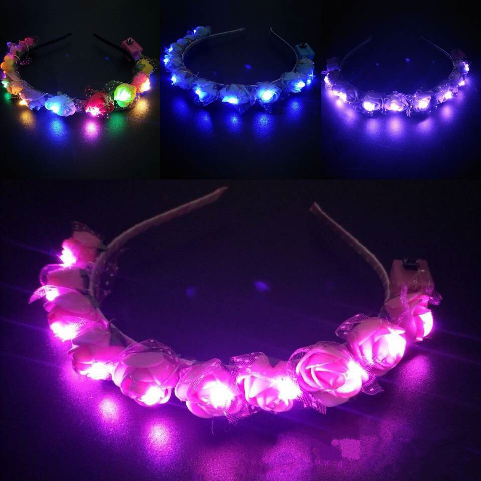 1pcs Led Princess Women Girl Glow Light Up Headband Bridal Flower ...