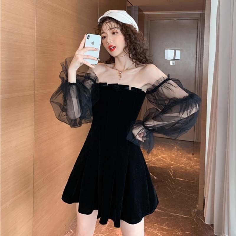 Ready stack Mesh Long Sleeve Leisure Dress Female Celebrity Temperament ...
