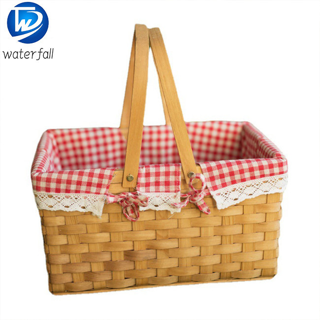 Megasale!! Picnic Basket, Wooden Picnic Baskets With Detachable Lining ...