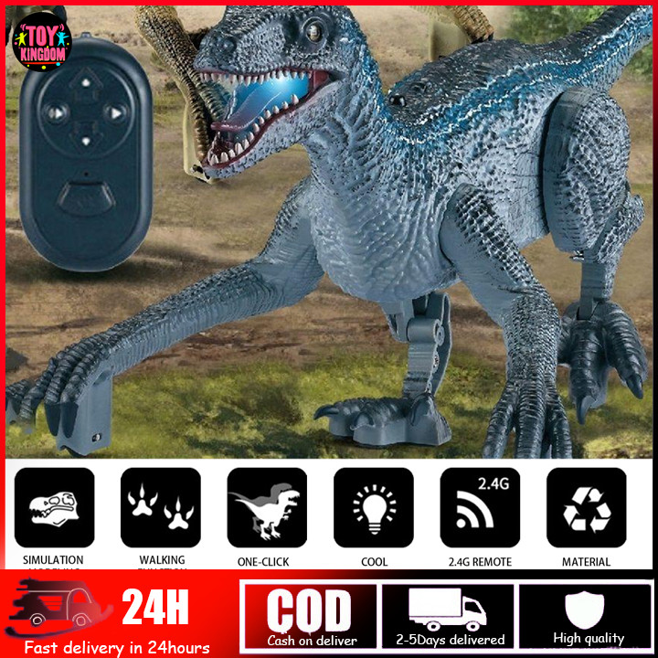 Remote Control Dinosaur RC Toys Walking Velociraptor With Lights And ...