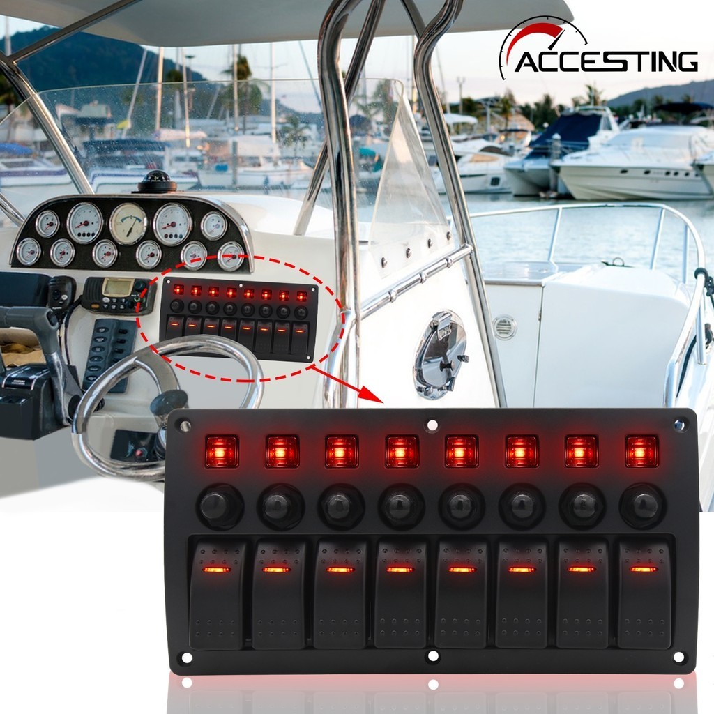 【COD】6/8 Gang LED Rocker Switch Panel IP65 Waterproof Marine Switch ...