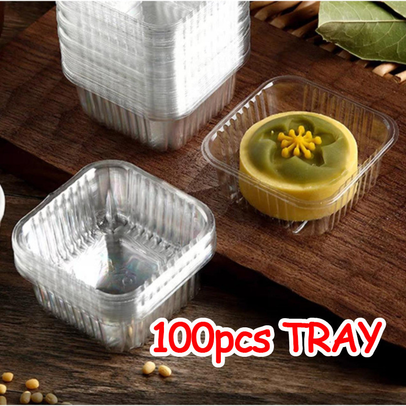 100Pcs Tray Pastry Dessert Tray Cookie Box Mooncake Tray Container ...
