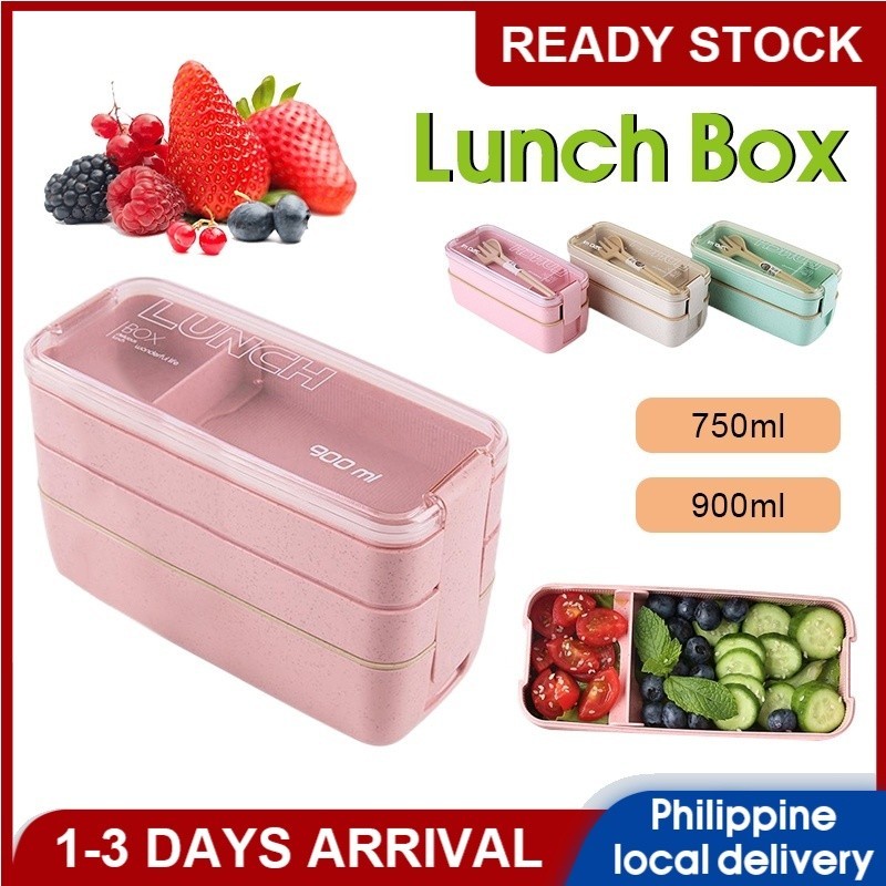 Wheat Straw Lunch Box for Students Office Microwave Food Storage Container Snacks Box Portable Bento Box with Tableware Soup Cup main image 1