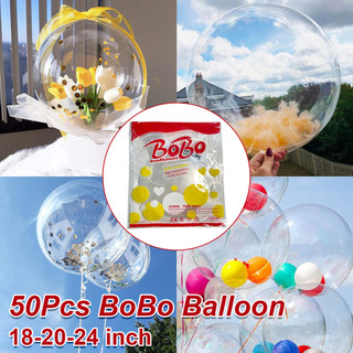 50Pcs Clear Inflatable 18-24 Inch Transparent Bobo Bubble Balloon Set ...