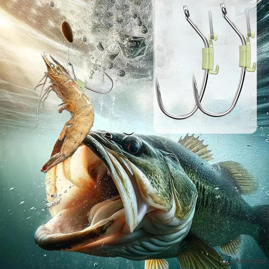 Luminous Live Shrimp Hooks Heavy Duty Metal Barbed Fishhook for ...