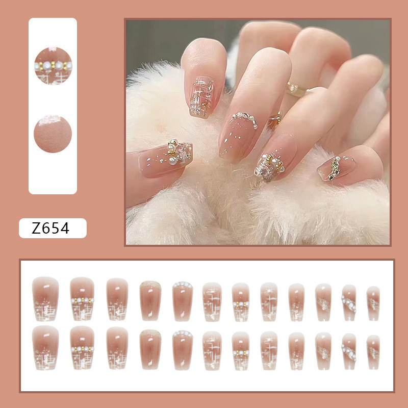 UR SUGAR 24Pcs Fake Nails with Glue French Short Artificial False Nail ...