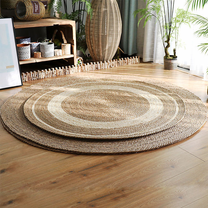 Nordic Rattan Woven Pucao Rope Woven Carpet Floor Mat Light Luxury ...
