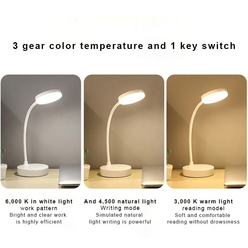 LED Desk Lamp 3 Levels Dimmable USB Rechargeable Battery Powered ...