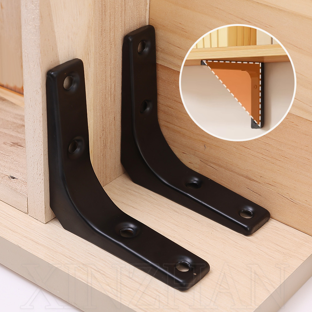 2PCS Black Coated Metal Corner Braces For Shelves, Chair