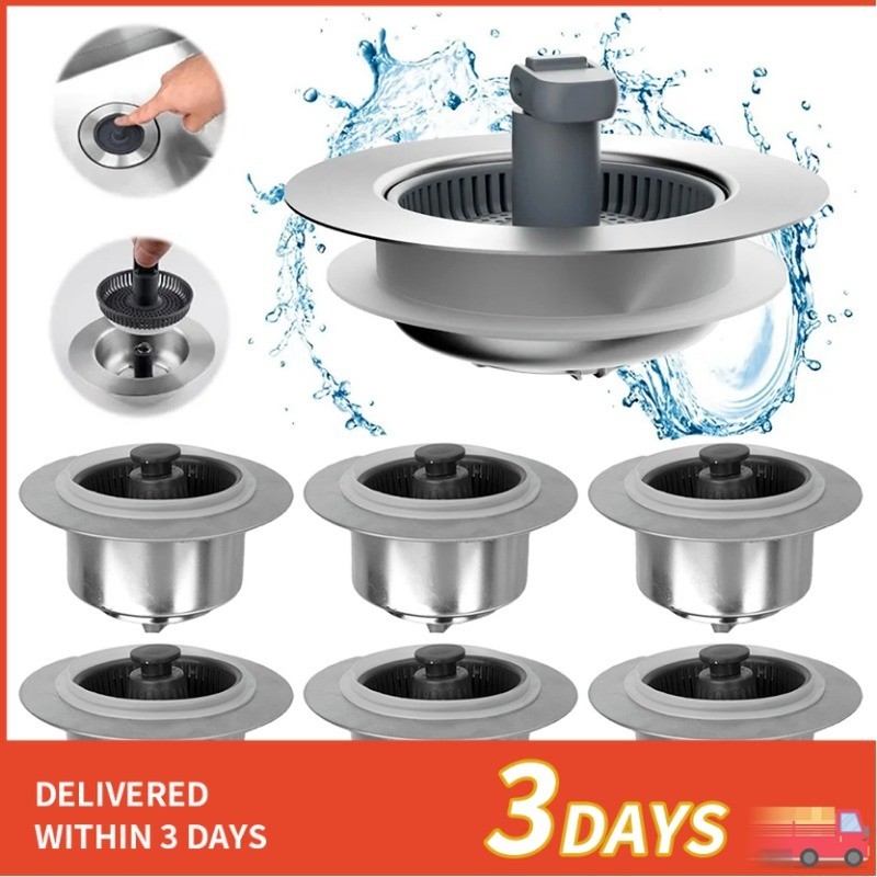 Stainless Steel Pop Up Sink Stopper / 3 -in-1 Kitchen Sink Stopper ...