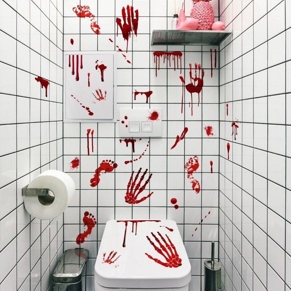 [COD] Ghost Wall Sticker, Self-paste Waterproof Halloween Blood ...