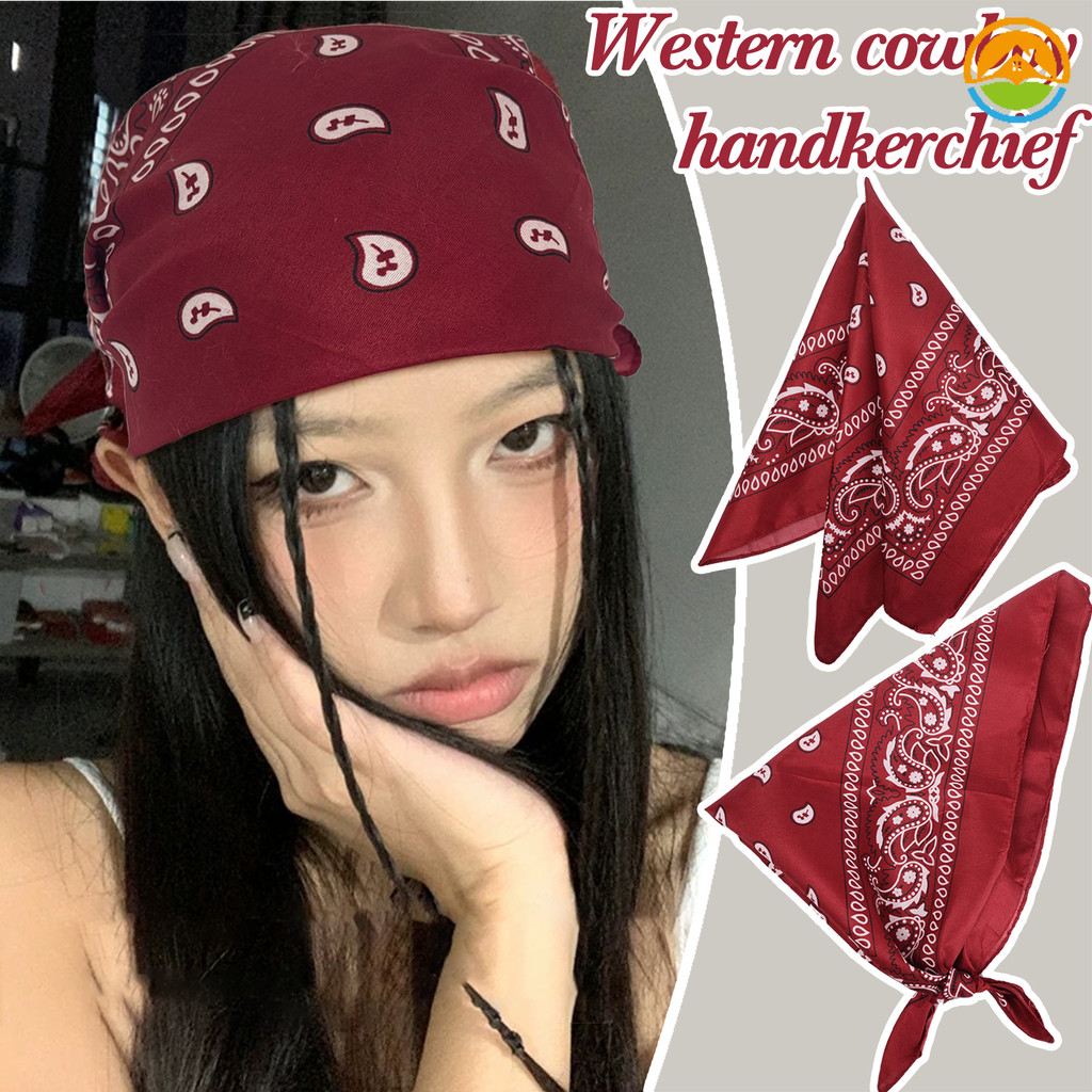 Vintage Y2k Cashew Print Headcloth - Classic Hip-hop Style Burgundy ...