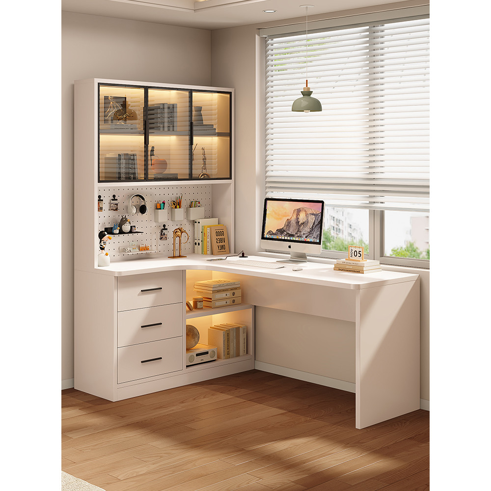 Corner Solid Wood Desk Student Household Study Office Desk Suit Wire ...