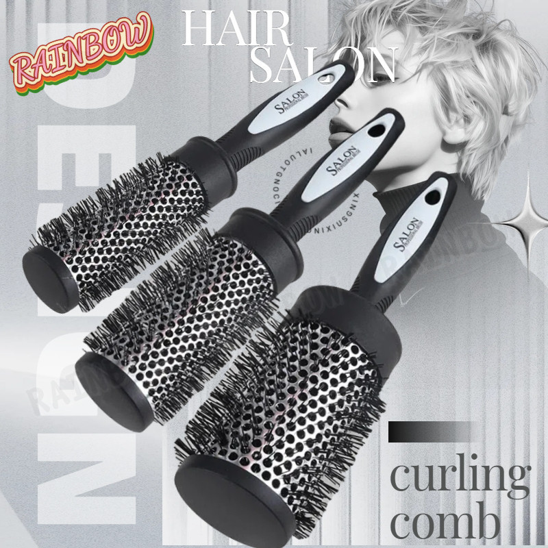 Curly Hair Brush Rolling Thermal Aluminum Tube Hair Roller Comb Salon ...