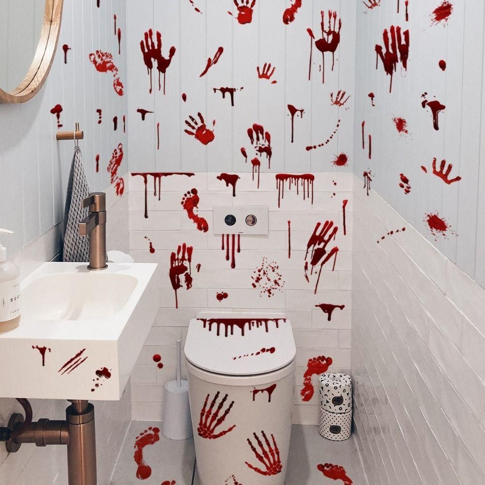 [COD] Ghost Wall Sticker, Self-paste Waterproof Halloween Blood ...