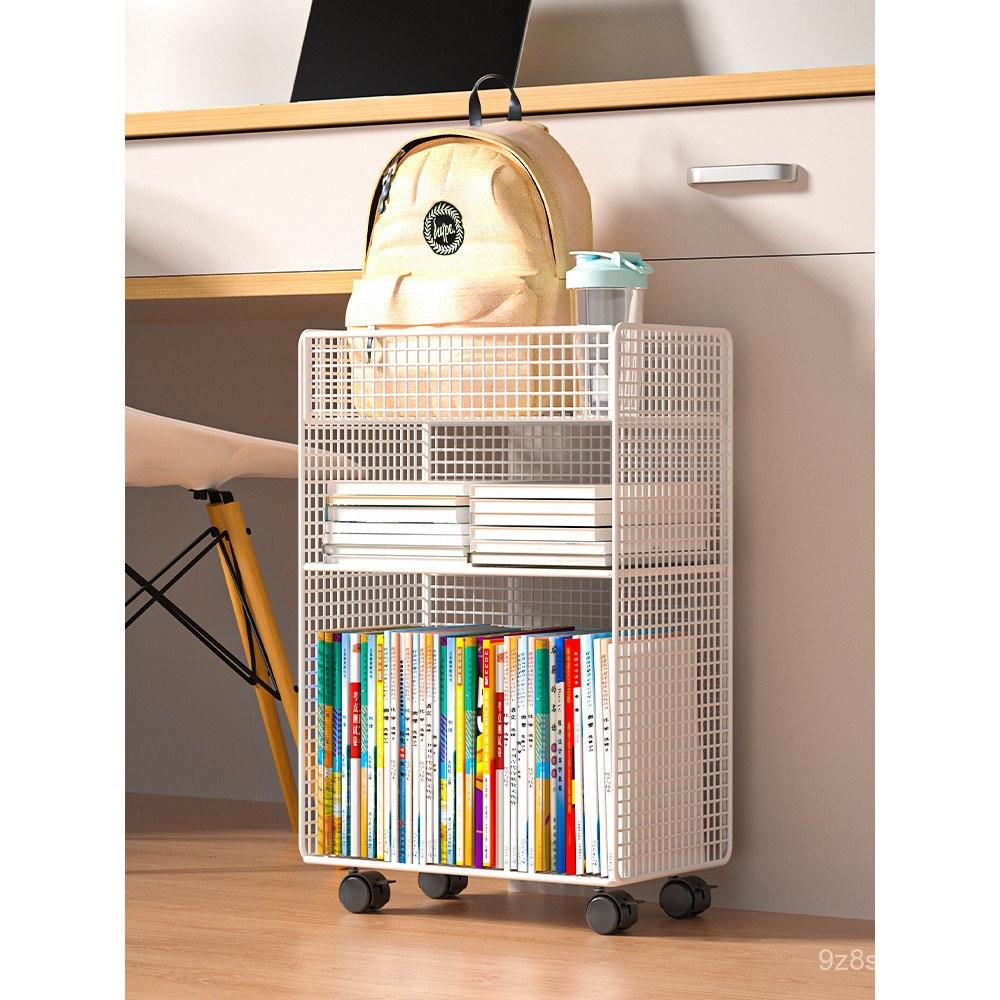 Under Desk Storage Rack, Movable Small Bookshelf with Wheels, Floor ...