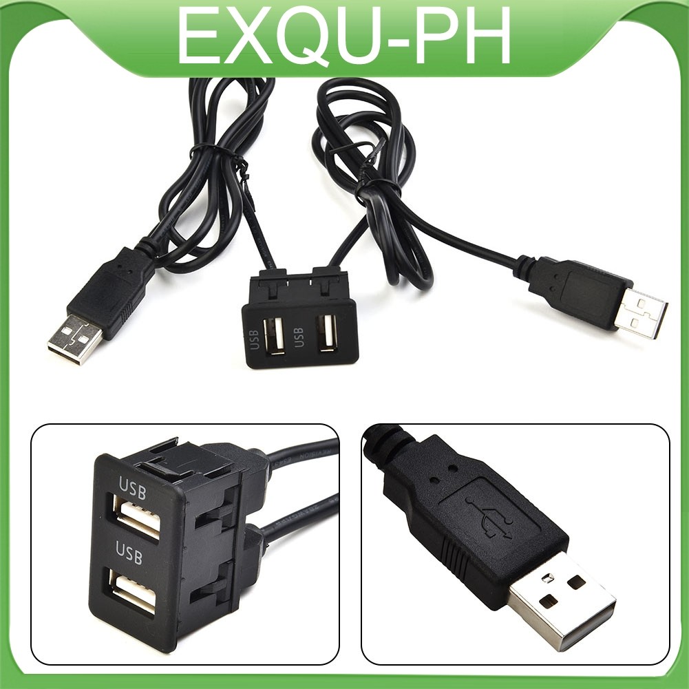 (EXQU-PH) 100CM Car Dash Flush Mount USB Port Panel Dual USB Extension ...