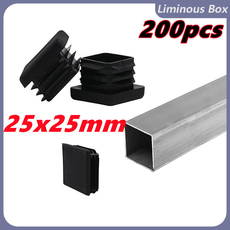 Murtenze 50Pack 1 Inch Square Tube End Caps, Black Plastic Square Plugs Tubing Post End Caps For Tubing Chair Table Stool Leg, Furniture