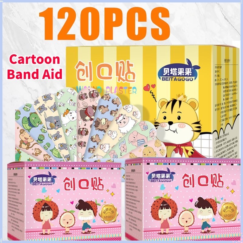 120Pcs Band-Aid Cute Cartoon Printed Waterproof Breathable Wound ...