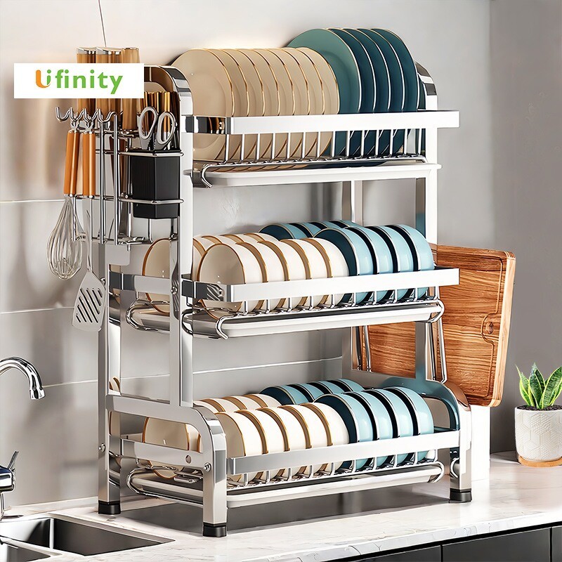 Lifinity 2/3 Layers Dish Rack Stainless Steel Dish Drainer Rack Kitchen ...