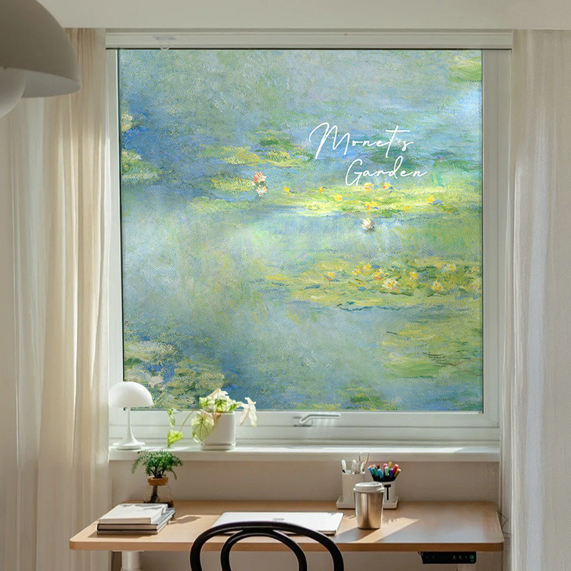 Monet Oil Painting Sunscreen Heat Insulation Glass Window Sticker ...
