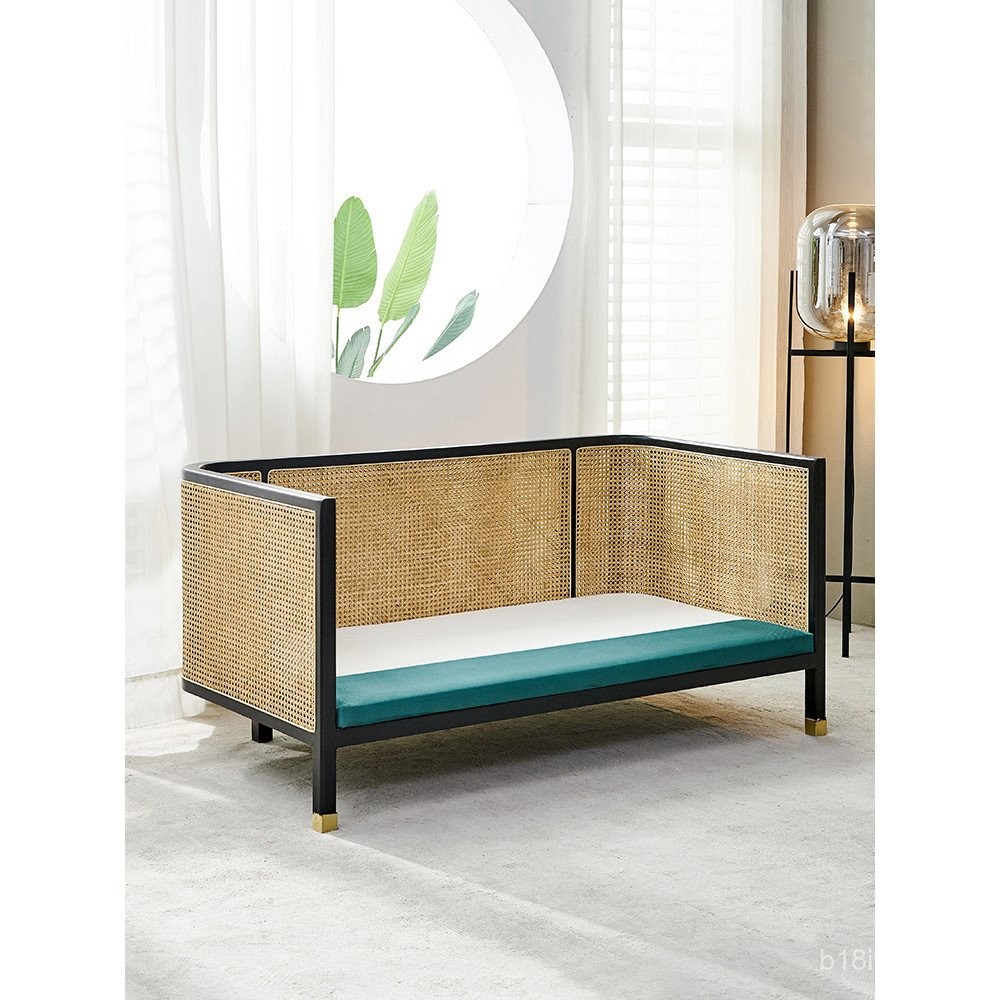 Nordic Solid Wood Rattan Woven Sofa and Coffee Table Set Modern Simple ...