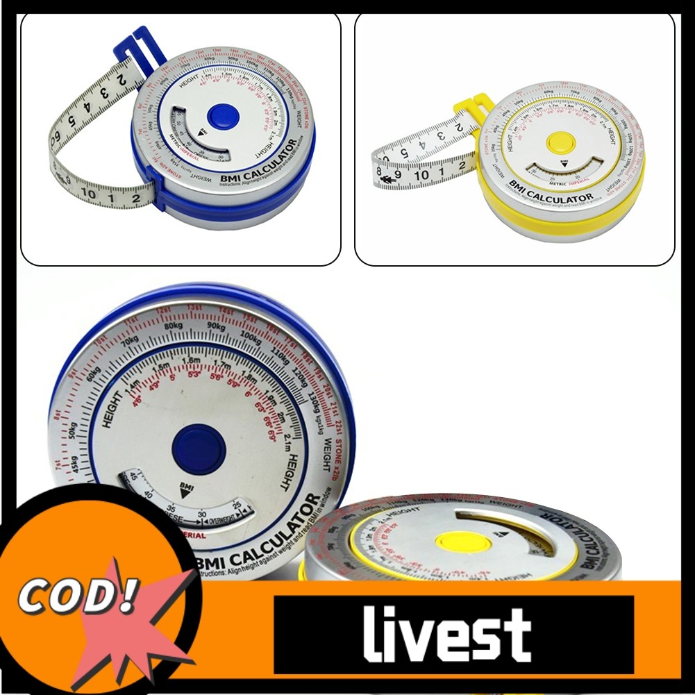 Livest/BMI Body Mass Index Retractable Tape 150cm Calculator Diet Tape ...