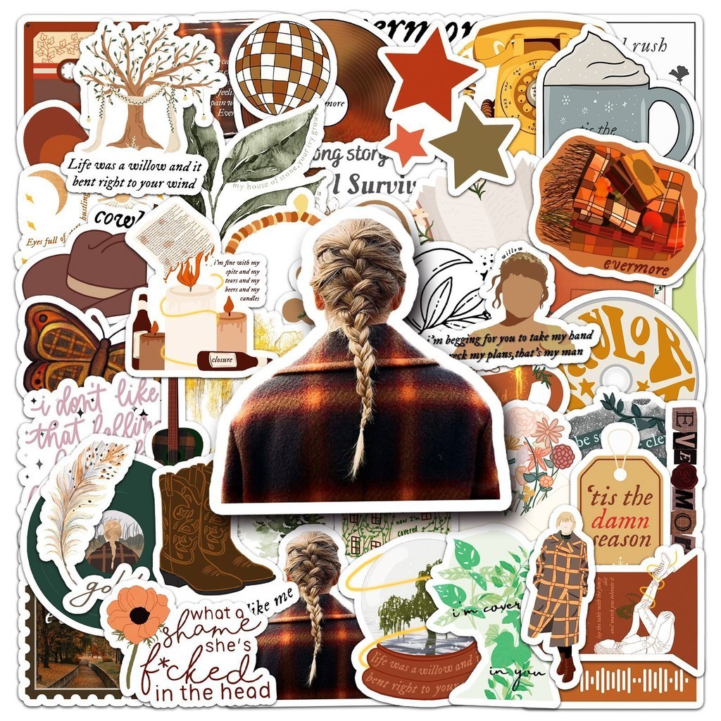 Music Album ♬ Evermore Mini Stickers 50Pcs/Set Fashion DIY Waterproof ...