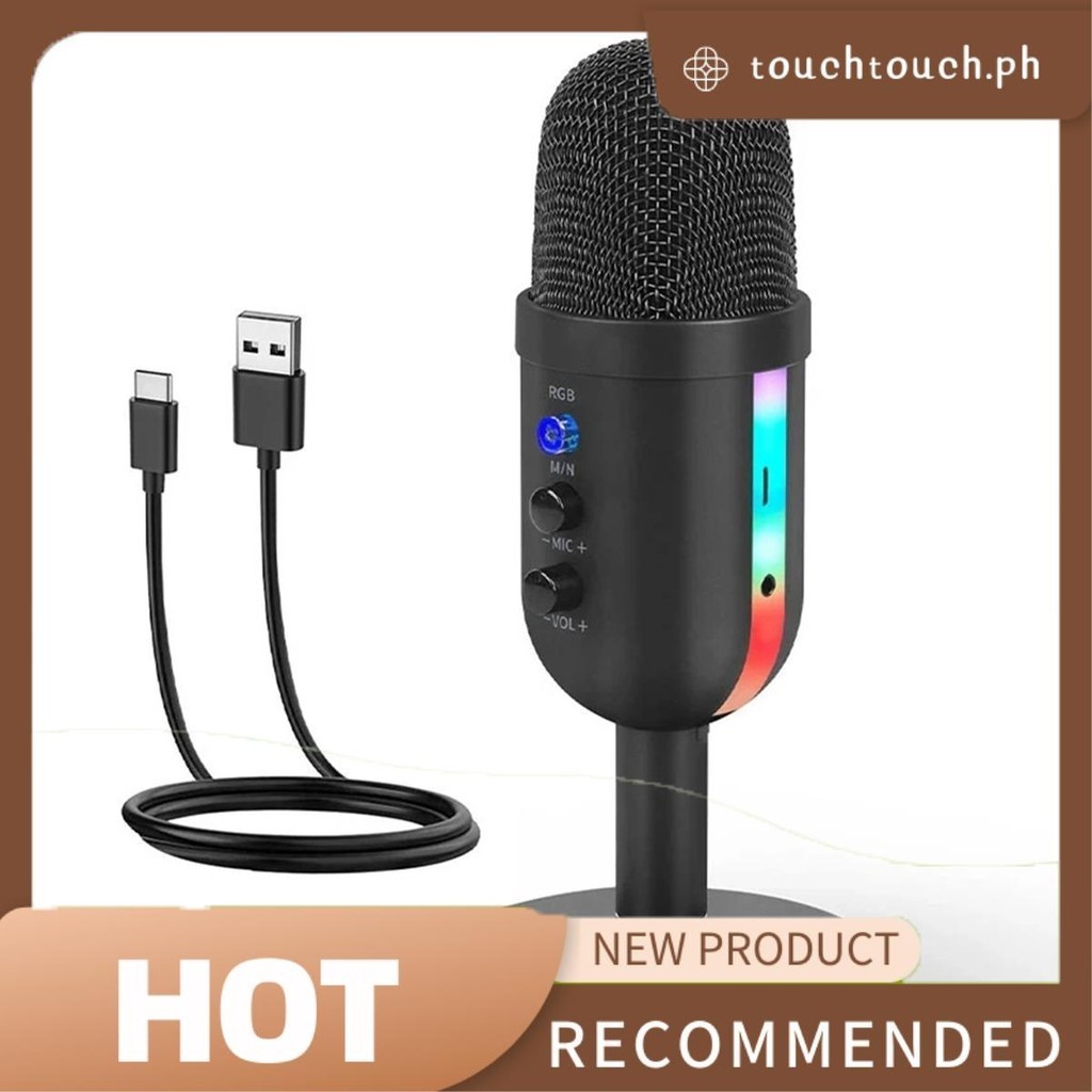 RGB Gaming Microphone for PC Computer Recording USB Condenser ...