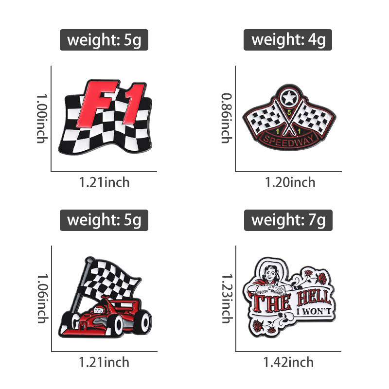 Formula Racing F1 Chequered Flag Brooch Pins Car Champion Brooch ...