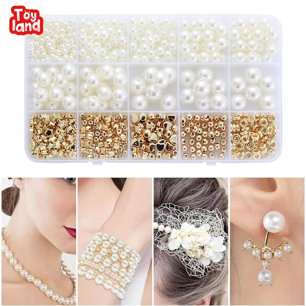 720pcs Pearl Kit Round Beads Set Assorted DIY Bracelet Pearls Kit Star ...