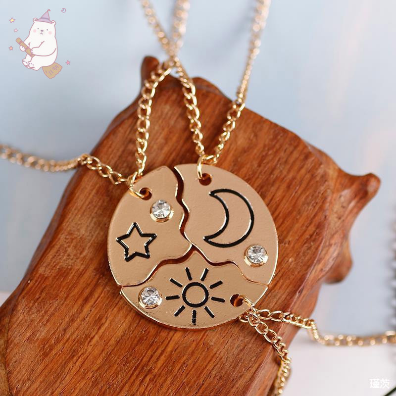 2 3 4 Piece Set Best Friend Friendship Necklace Sun Moon Cloud Star Inlaid Rhinestone Stitching E Shopee Philippines