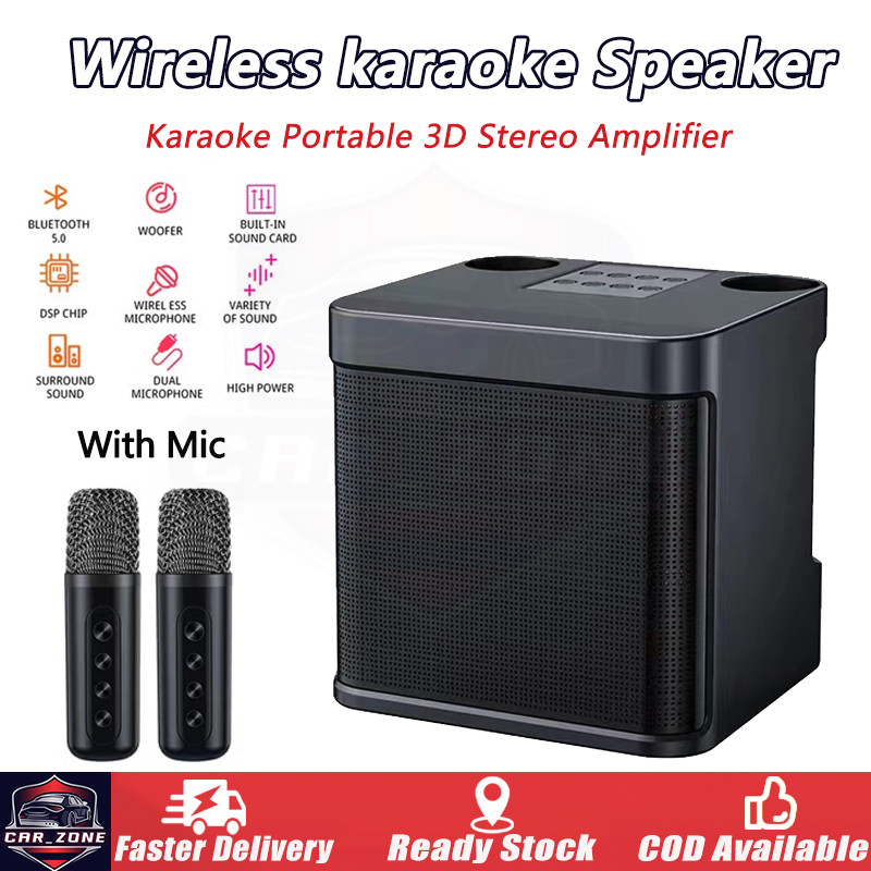 Karaoke Speaker with Mic 3D Stereo Amplifier Bluetooth Speaker Dual ...