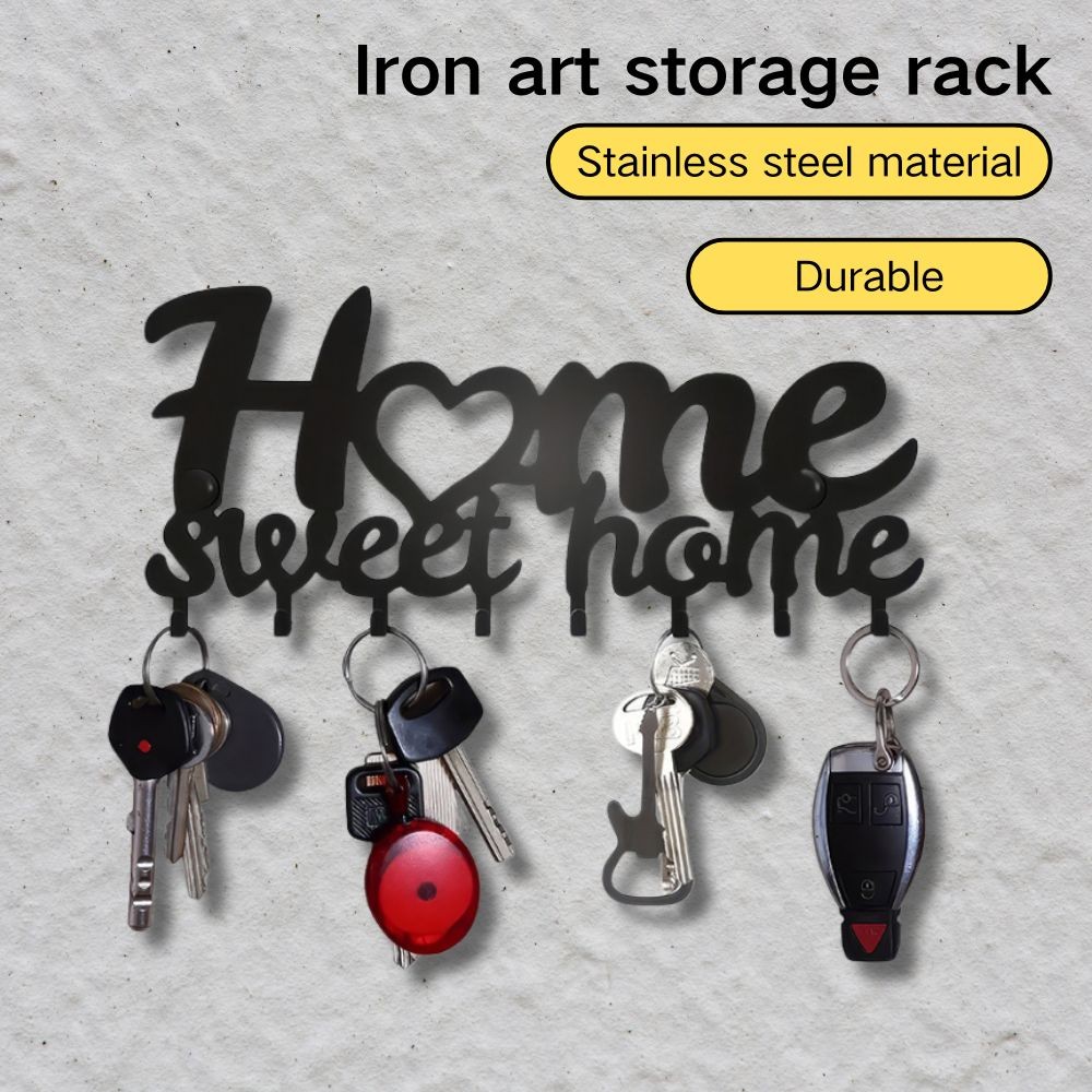 Key Rack For Wall Black Key Holder Metal Wall Decor For Office Hallway ...