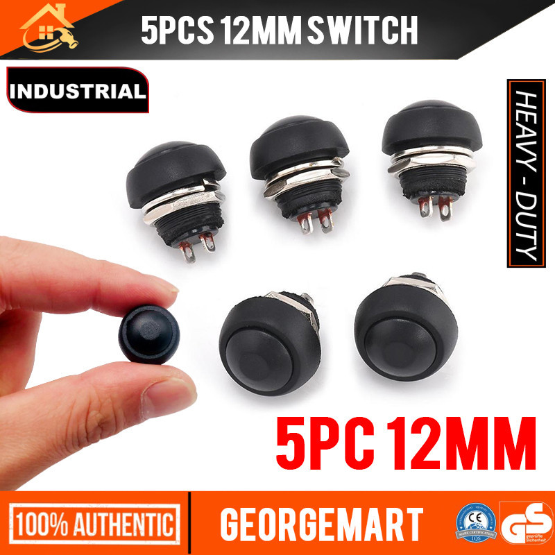 5Pcs 12mm Waterproof Momentary ON/OFF Push Button Round SPST Switch ...