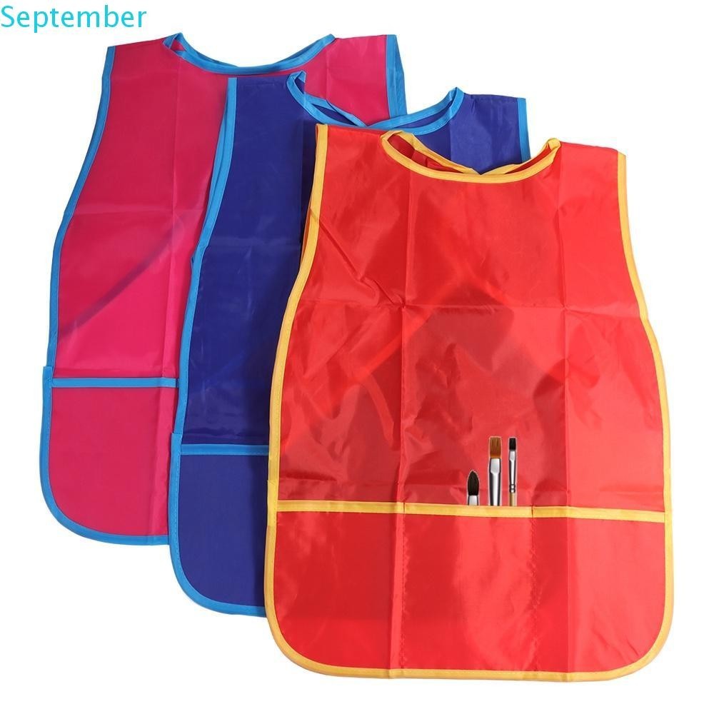 SEPTEMBER Kids Art Smock, Nylon with 3 Pockets Painting Aprons