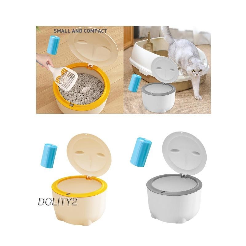 [Dolity2] Hooded Cat Litter Trash Bin with Garbage Bags Compact for