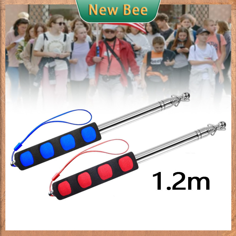 Nllkii Telescopic Flag Pole 2 Pcs - 1.2M Stainless Steel Handheld Flag Poles With 10 Clips & Lanyard, Portable For Camping, Tours, Festivals (Red & Blue)