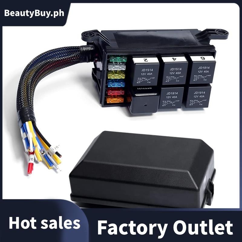 12V Relay Fuse Box Prewired Relay Box Automotive with 5Pcs 5Pin Relays