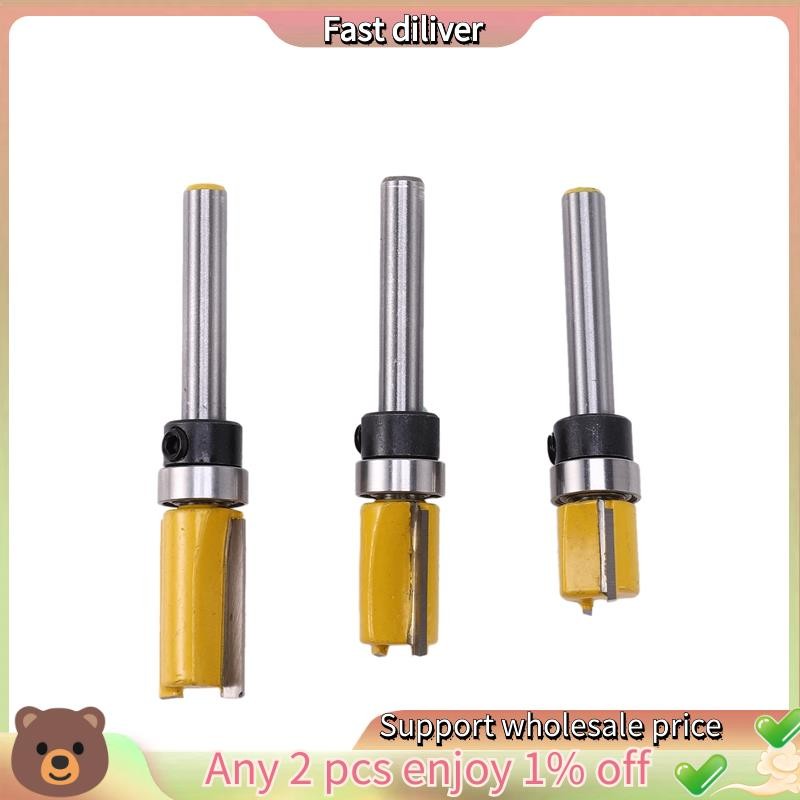 CHICIRIS Flush Trimmer Router Bit – 1/4" Shank, 1/2" Cutting Diameter, Top & Bottom Bearings, Carbide For Woodworking