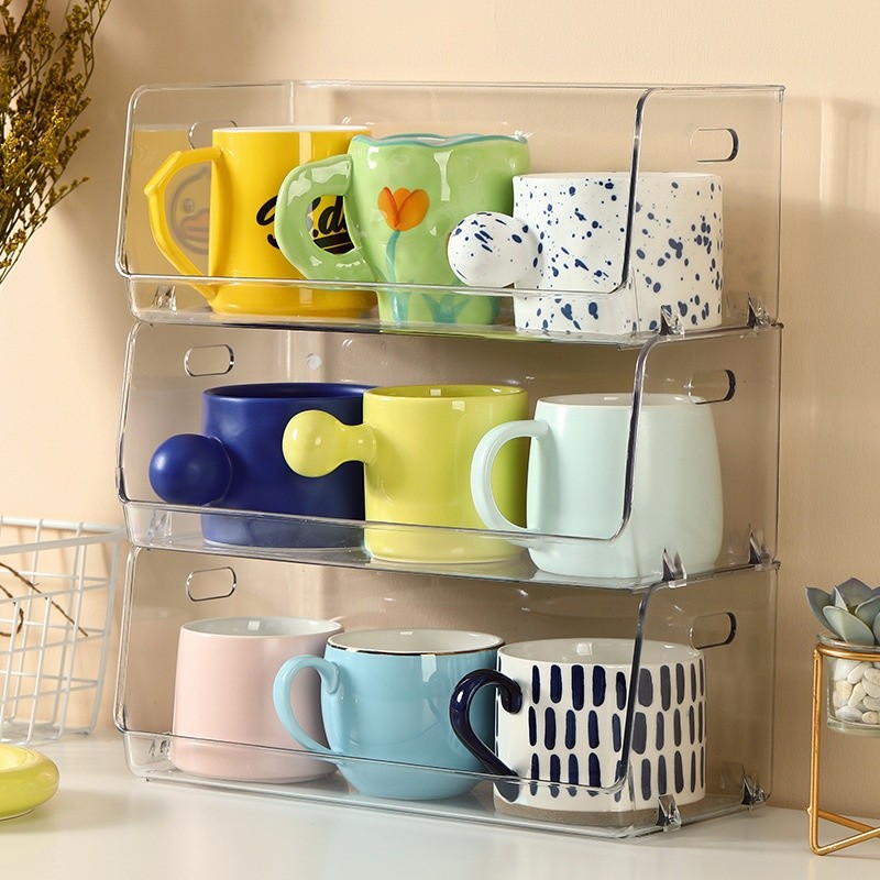 Mug Storage Box Desktop Double-Layer Cup Holder Water Cup Coffee Rack ...