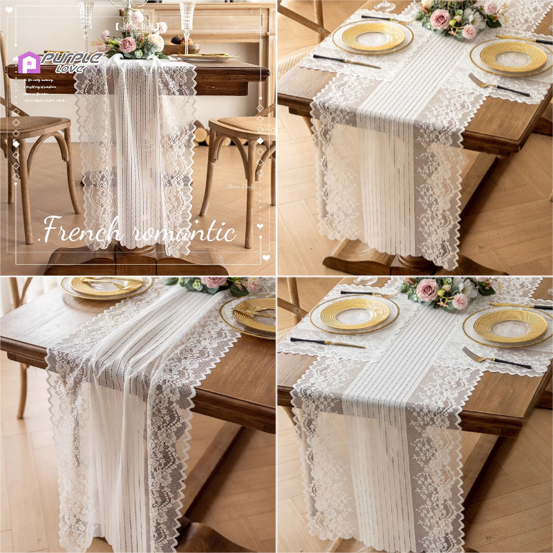 Simple Lace Table Runners Flower Pattern Tassel Table Cover Vintage ...
