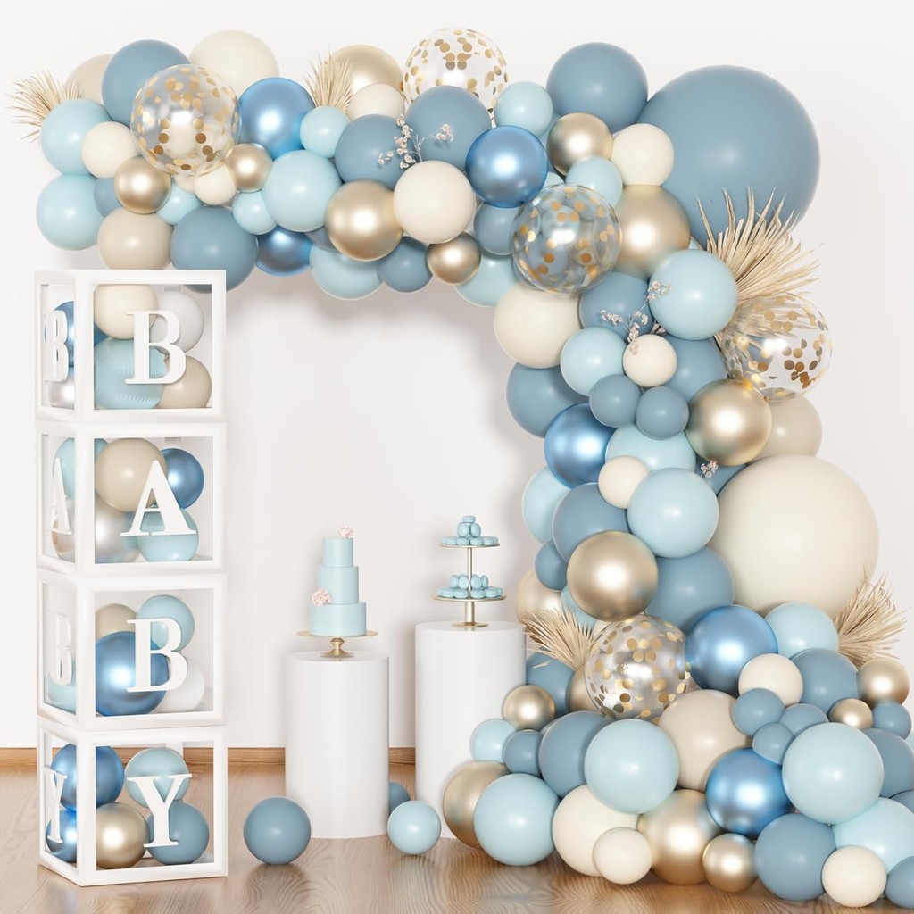 Dusty Blue Balloon Arch Kit Boho Baby Shower Boy Birthday Decorations ...