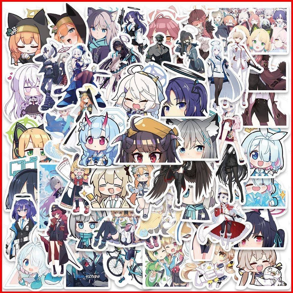YTS 50PCS/Set Blue Archive Cartoon Stickers for Computers Guitars ...