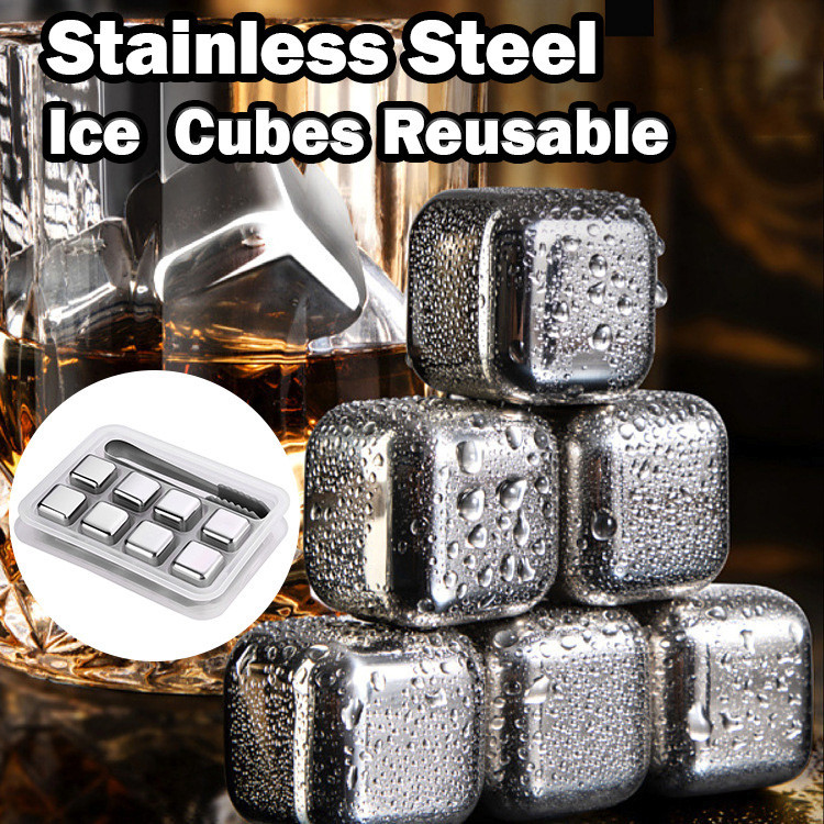 Stainless Steel Gold Ice Cube Kitchen Utensil Set Whiskey Stones Beer ...