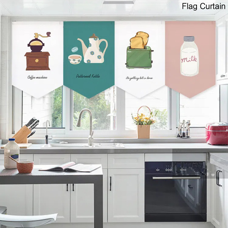 Nordic Small Fresh Kitchen Triangle Curtain Restaurant Partition Door ...