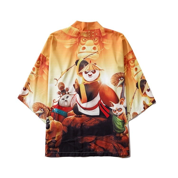 Japanese Kung Fu Panda Retro Painted Kimono Cardigan Men And Women 