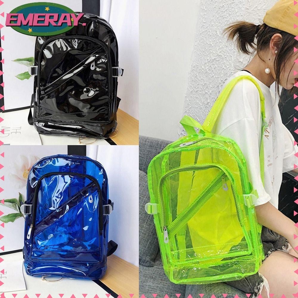 EMERAY Schoolbag, PVC Plastic Transparent PVC Backpack, Candy Color ...