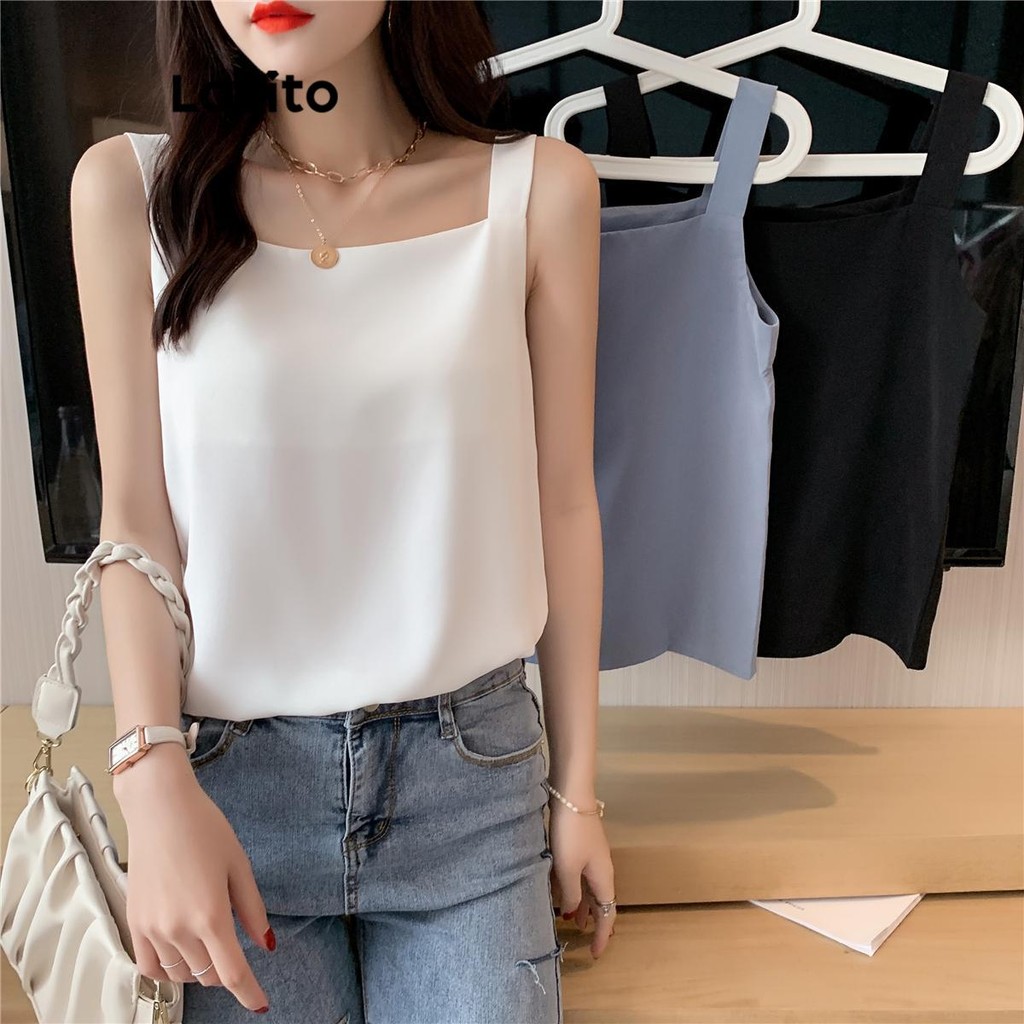 Lovito Women Casual Tank Top Plain Basic Tank Top LNE48082 | Shopee ...